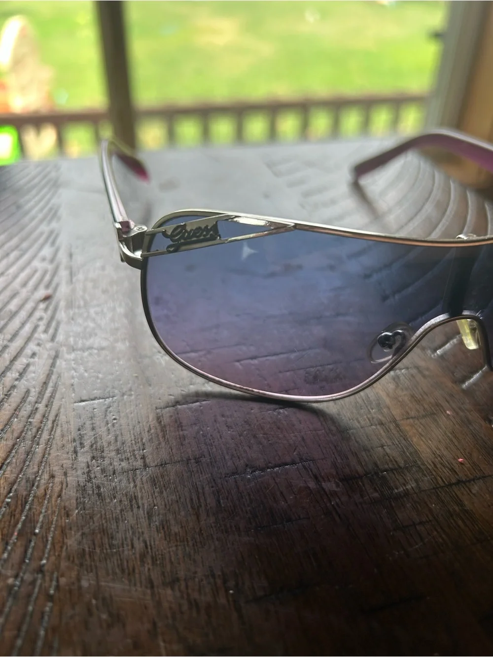 GUESS Blue and Purple Sunglasses with Original Cheetah Print Case